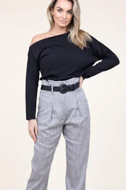 Asymmetrical Tricot Top Lorin | Black... | Dante 6 | Little Soho