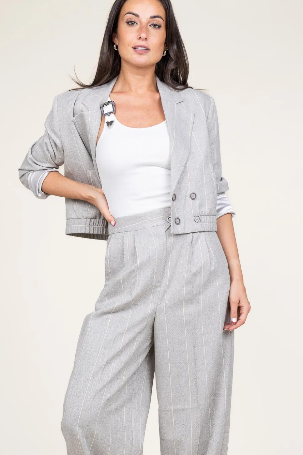 Baby Rib Top With Belt Detail Siv | White... | Copenhagen Muse | Little Soho