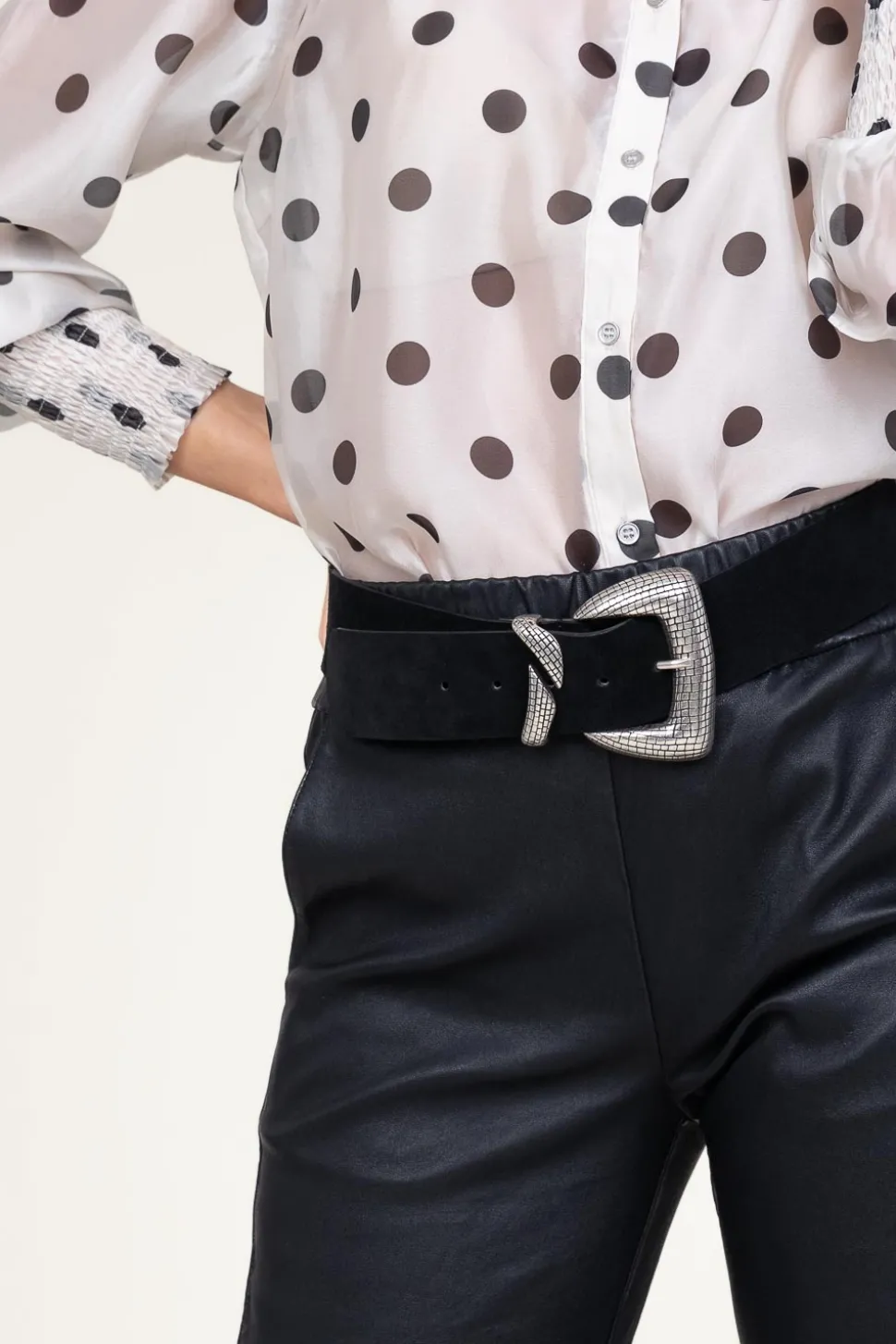 Belt With Silver Colored Buckle Odile | Black... | Berenice | Little Soho