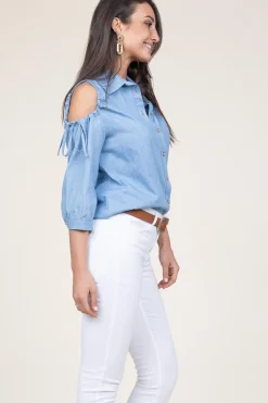 Blouse Met Open Schouders Hole | Blue... | Liu Jo | Little Soho
