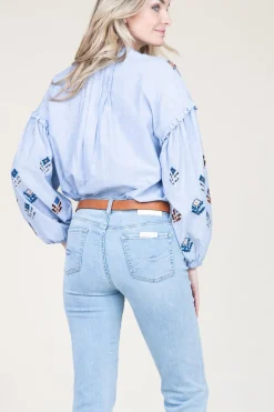 Blouse With Embroidery Amalia | Blue... | Stella Forest | Little Soho