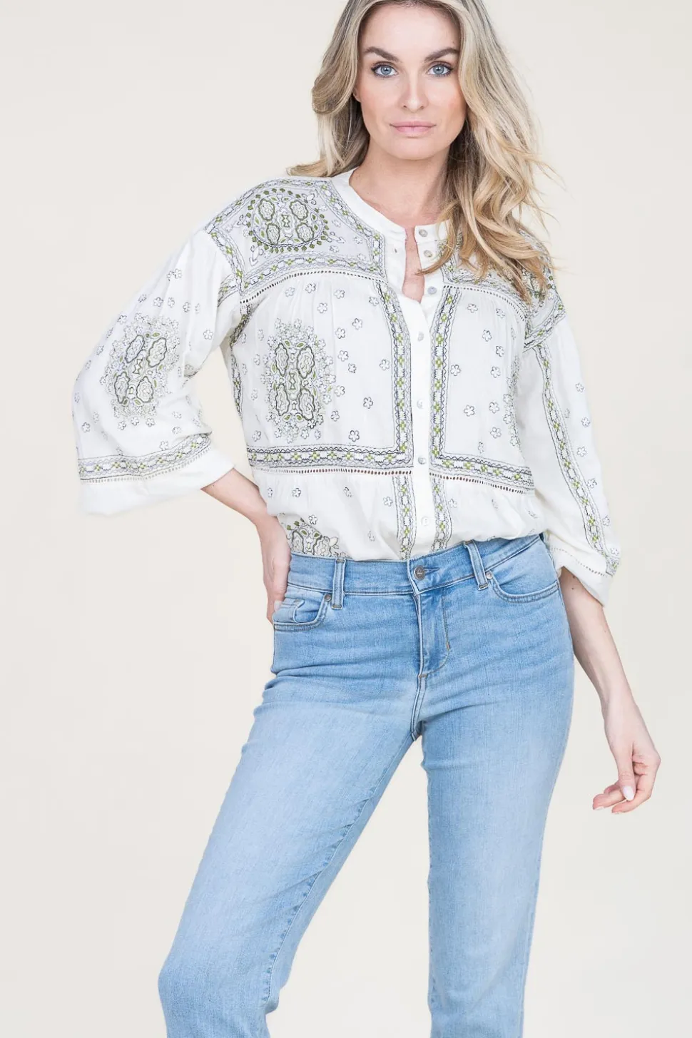 Blouse With Embroidery Dita | Natural... | Stella Forest | Little Soho