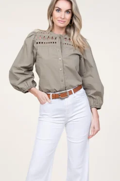 Blouse With Openwork Details Paiva | Green... | Aaiko | Little Soho