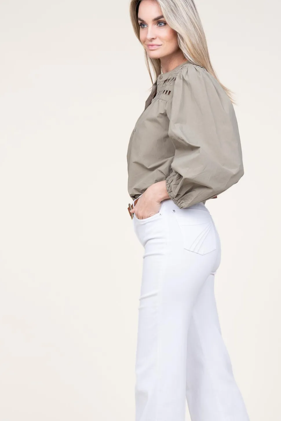 Blouse With Openwork Details Paiva | Green... | Aaiko | Little Soho