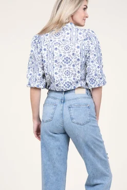 Blouse With Print Lien | Blue... | Aaiko | Little Soho