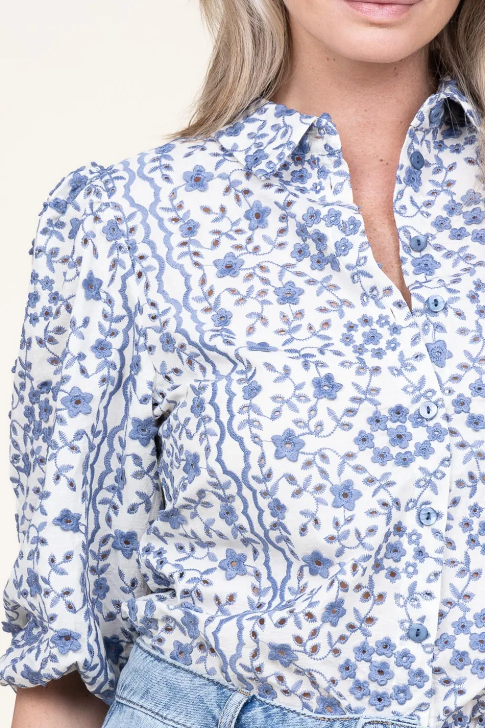 Blouse With Print Lien | Blue... | Aaiko | Little Soho