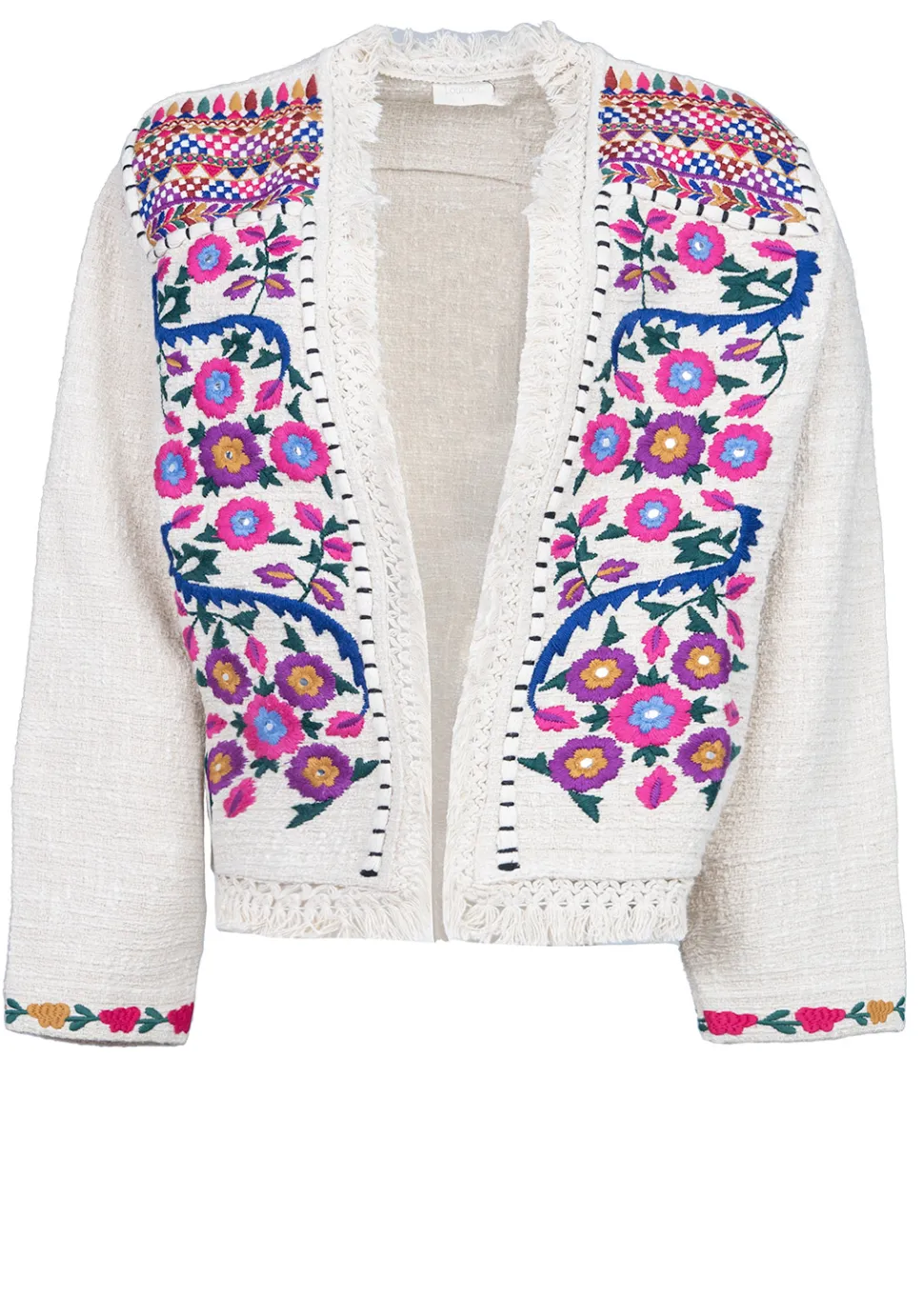 Boucle Jacket With Embroidery Orence | Natural... | Louizon | Little Soho