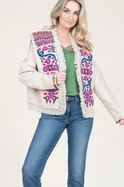 Boucle Jacket With Embroidery Orence | Natural... | Louizon | Little Soho