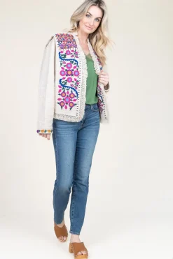 Boucle Jacket With Embroidery Orence | Natural... | Louizon | Little Soho