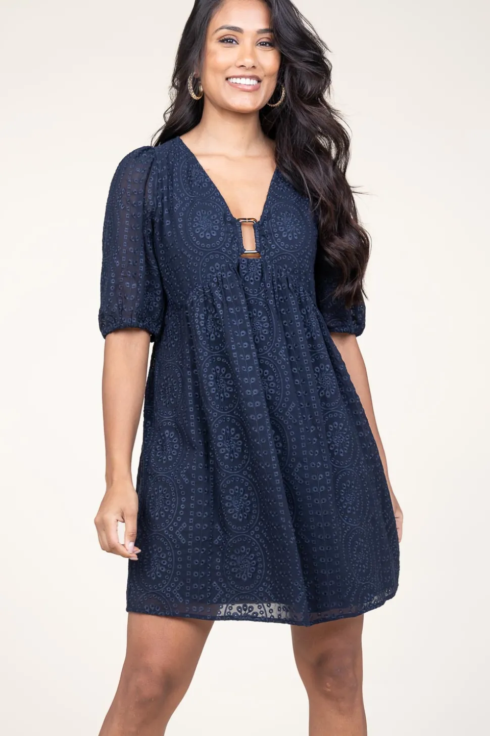 Broidery Dress With Deep V-Neck Brancia | Blue... | Ba&Sh | Little Soho