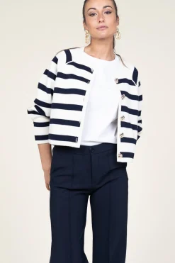 Cardigan With Luxurious Buttons Massimo | Natural /Navy... | Ba&Sh | Little Soho
