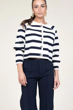 Cardigan With Luxurious Buttons Massimo | Natural /Navy... | Ba&Sh | Little Soho