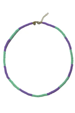 Coloured Beaded Necklace Fleur | Green/Purple... | Mimi Et Toi | Little Soho