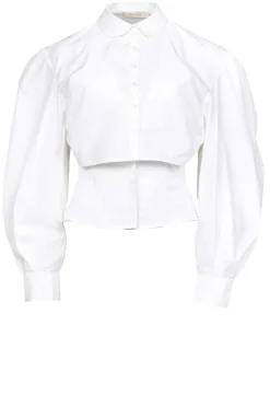 Cotton Blouse With Corset Detail Vicotoire | White... | Mes Demoiselles | Little Soho