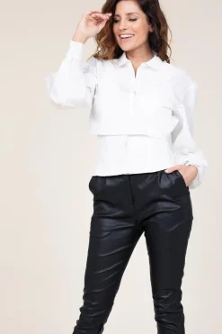 Cotton Blouse With Corset Detail Vicotoire | White... | Mes Demoiselles | Little Soho