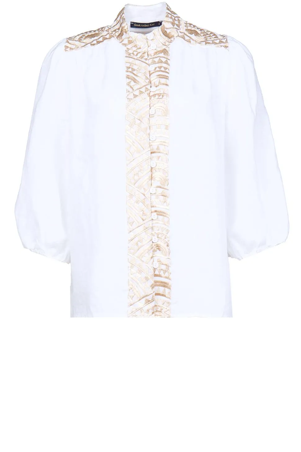 Cotton Blouse With Embroidery Sofi | White... | Greek Archaic Kori | Little Soho