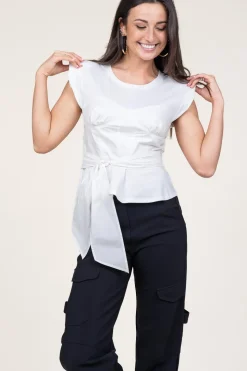 Cotton Bustier Wrap Top Vera | White... | Mes Demoiselles | Little Soho