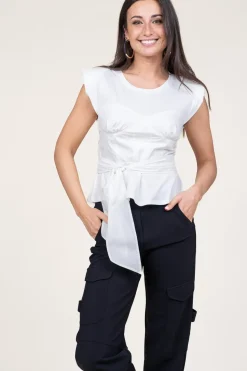 Cotton Bustier Wrap Top Vera | White... | Mes Demoiselles | Little Soho