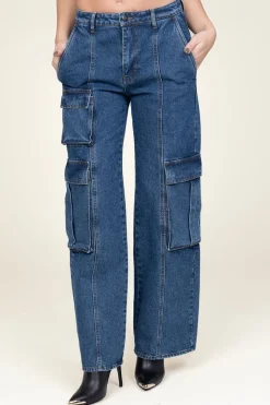 Cotton Denim Cargo Pants Vika | Blue... | Co'Couture | Little Soho