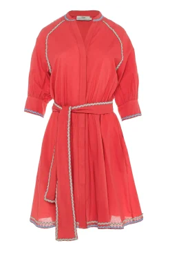 Cotton Dress With Embroidery Amelia | Red... | Devotion | Little Soho