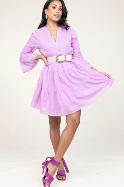 Cotton Foil Dress Lavrentia | Purple... | Devotion | Little Soho