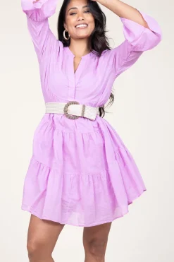 Cotton Foil Dress Lavrentia | Purple... | Devotion | Little Soho