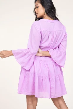 Cotton Foil Dress Lavrentia | Purple... | Devotion | Little Soho