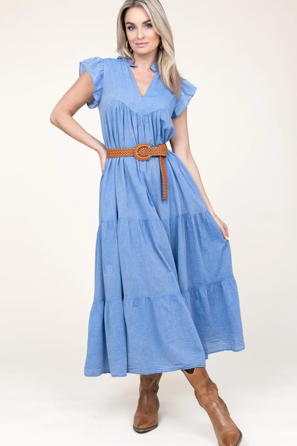 Cotton Maxi Dress Erietta | Blue... | Devotion | Little Soho