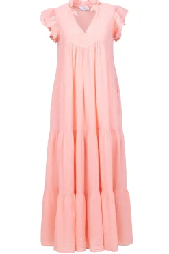 Cotton Maxi Dress Erietta | Coral... | Devotion | Little Soho
