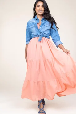 Cotton Maxi Dress Erietta | Coral... | Devotion | Little Soho