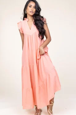 Cotton Maxi Dress Erietta | Coral... | Devotion | Little Soho