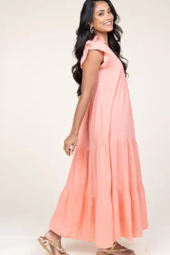 Cotton Maxi Dress Erietta | Coral... | Devotion | Little Soho