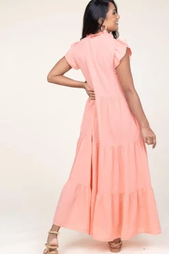Cotton Maxi Dress Erietta | Coral... | Devotion | Little Soho