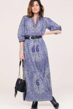 Cotton Maxi Skirt With Paisley Print Tajar | Blue... | Antik Batik | Little Soho