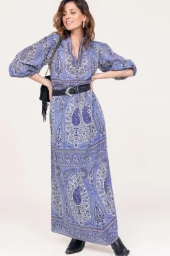 Cotton Maxi Skirt With Paisley Print Tajar | Blue... | Antik Batik | Little Soho