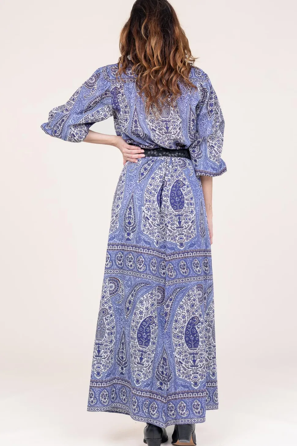 Cotton Maxi Skirt With Paisley Print Tajar | Blue... | Antik Batik | Little Soho