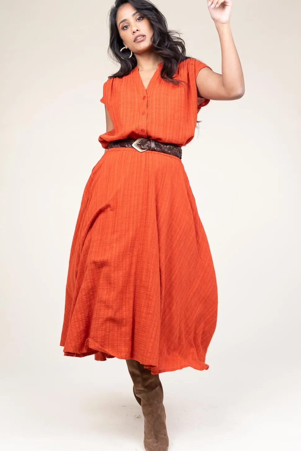 Cotton Mix Midi Skirt Ophelia | Rust... | Stella Forest | Little Soho