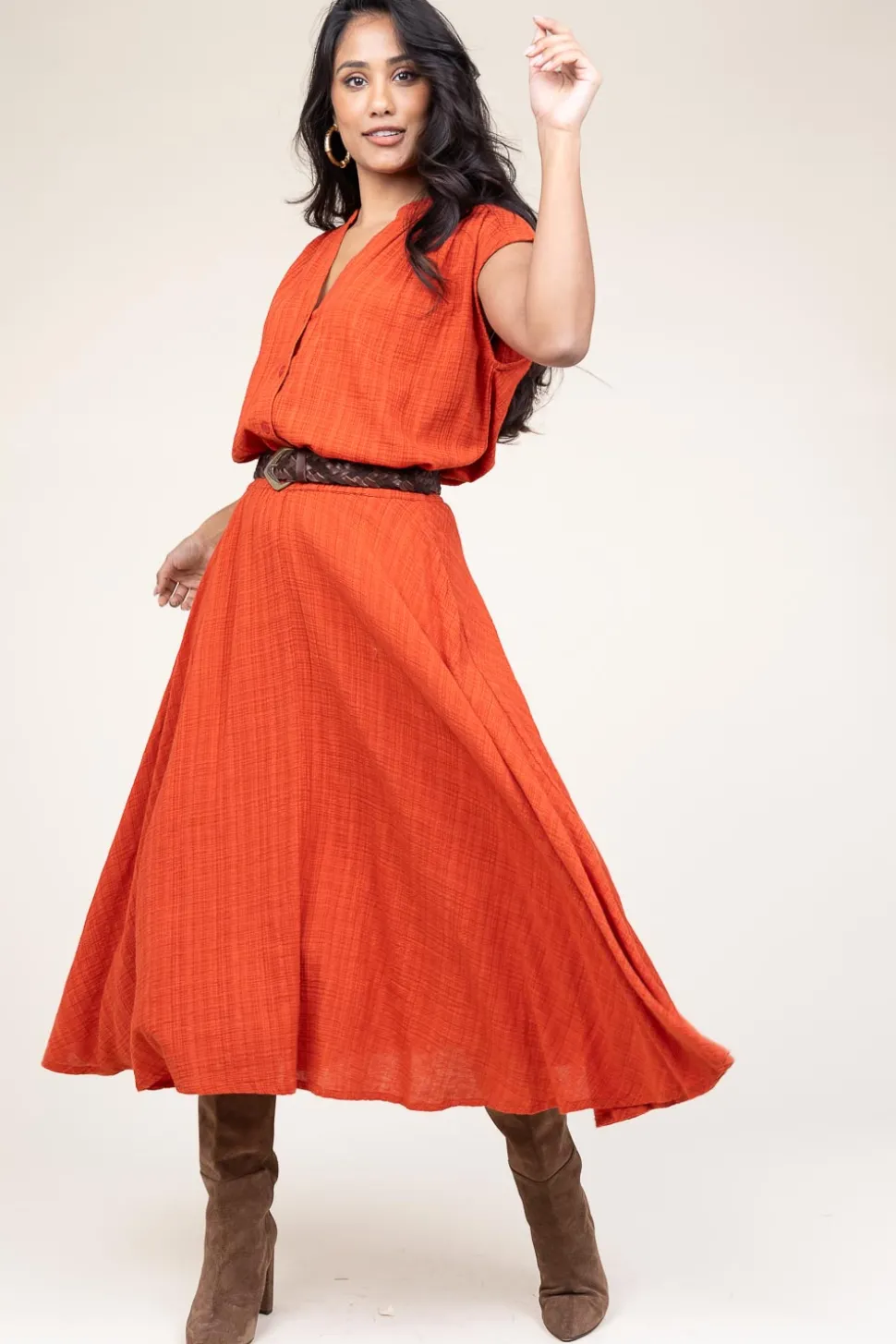 Cotton Mix Midi Skirt Ophelia | Rust... | Stella Forest | Little Soho