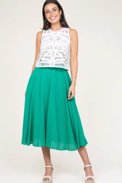 Cotton Mix With Midi Skirt Ophelia | Green... | Stella Forest | Little Soho