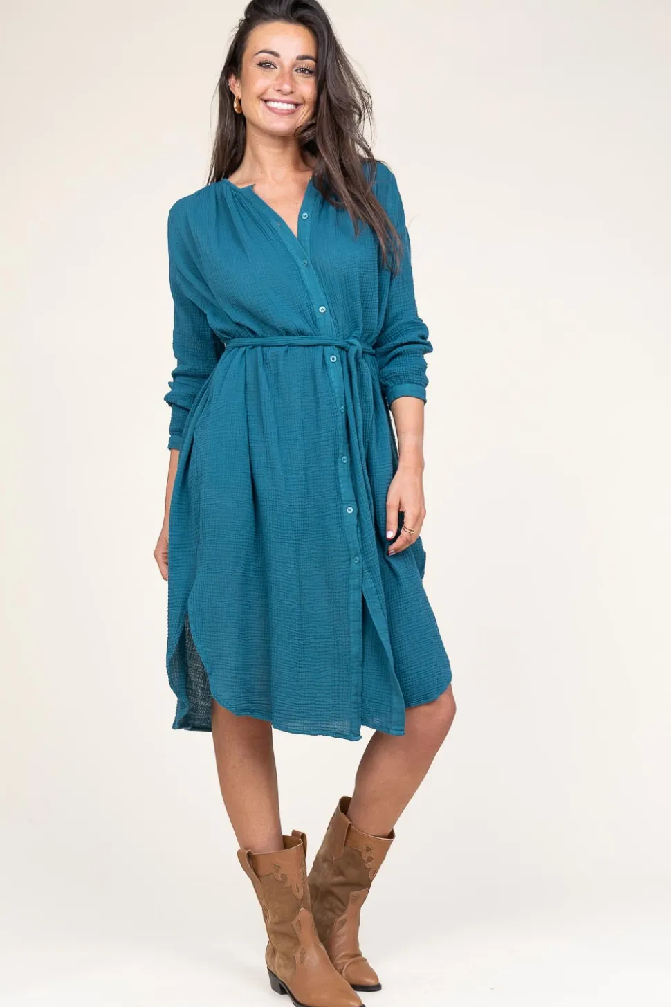 Cotton Mousseline Dress Nala | Blue... | Louizon | Little Soho