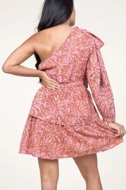 Cotton One-Shoulder Dress Daffi | Pink... | Ibana | Little Soho