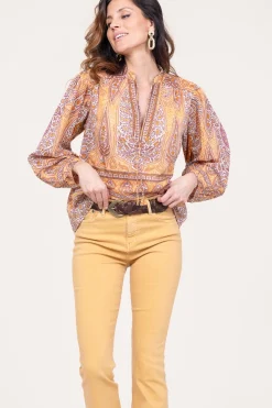 Cotton Paisley Print Top Tajar | Orange... | Antik Batik | Little Soho