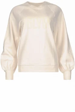 Cotton Sweater With Text Print Love Me | Natural... | Dante 6 | Little Soho