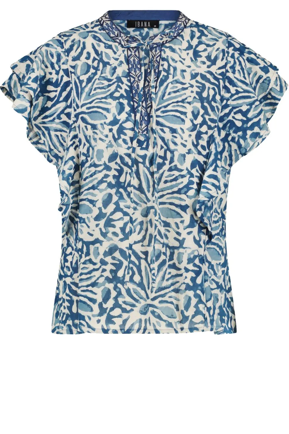Cotton Top With Print Tadine | Blue... | Ibana | Little Soho