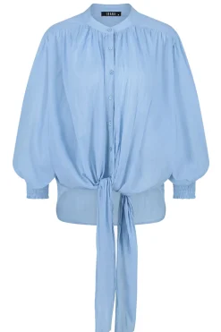 Cotton Wrap Blouse Tinca | Blue... | Ibana | Little Soho
