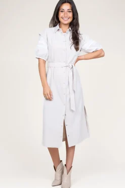 Crepe Button-Down Dress Zadie | Natural... | Dante 6 | Little Soho