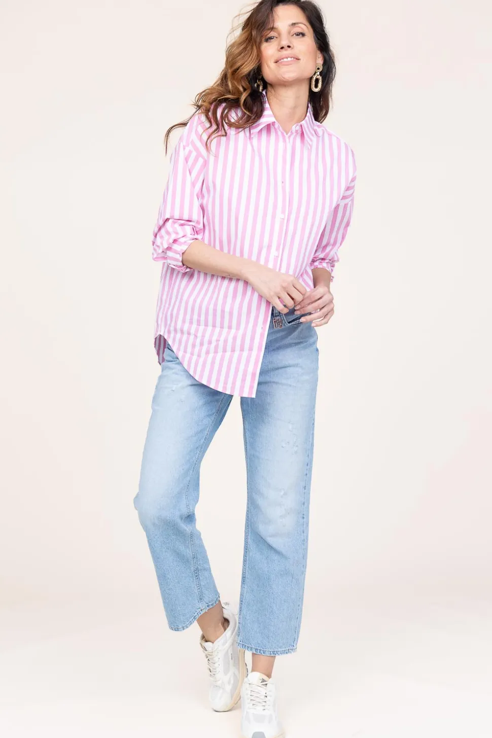 Crispy Cotton Blouse Harper | Pink... | Cc Heart | Little Soho