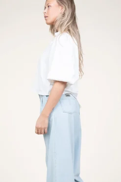 Cropped Blouse With Puffed Sleeves Sueda | White... | Co'Couture | Little Soho
