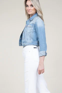 Cropped Denim Jacket With Rhinestones Rinazzo | Blue... | Liu Jo | Little Soho