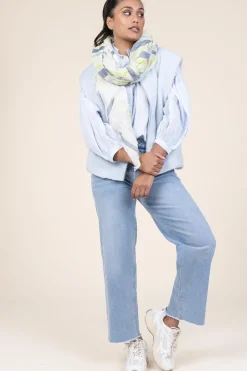 Cropped High-Waist Stretch Jeans Hay | Blue... | Dante 6 | Little Soho